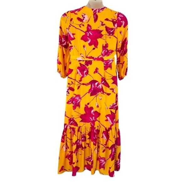 Color Me Courtney RTR Bright Orchid Floral Eleanor Wrap Maxi Dress Sz M - Picture 9 of 16